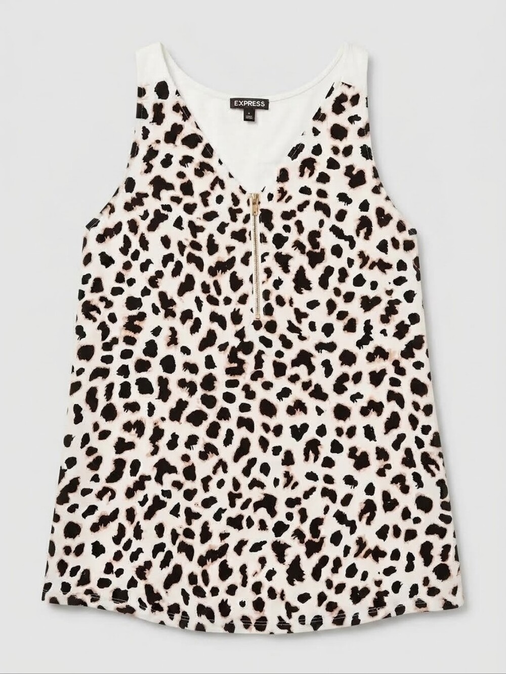 Express Women’s Leopard Print Zip Tank Top - White/Black/Brown